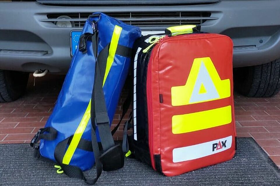 Notfallrucksack und Sauerstofftasche
